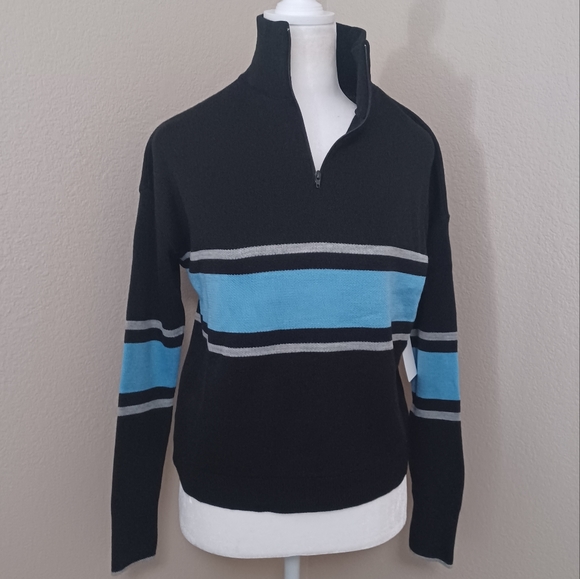 NWT BP. Nordstrom Women's Mock Neck Sweater 1/4 Zip Striped Y2K - Picture 2 of 11